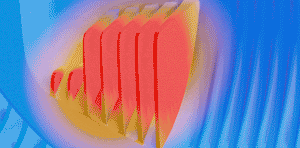 Animation showing internal fins obsorbing heat