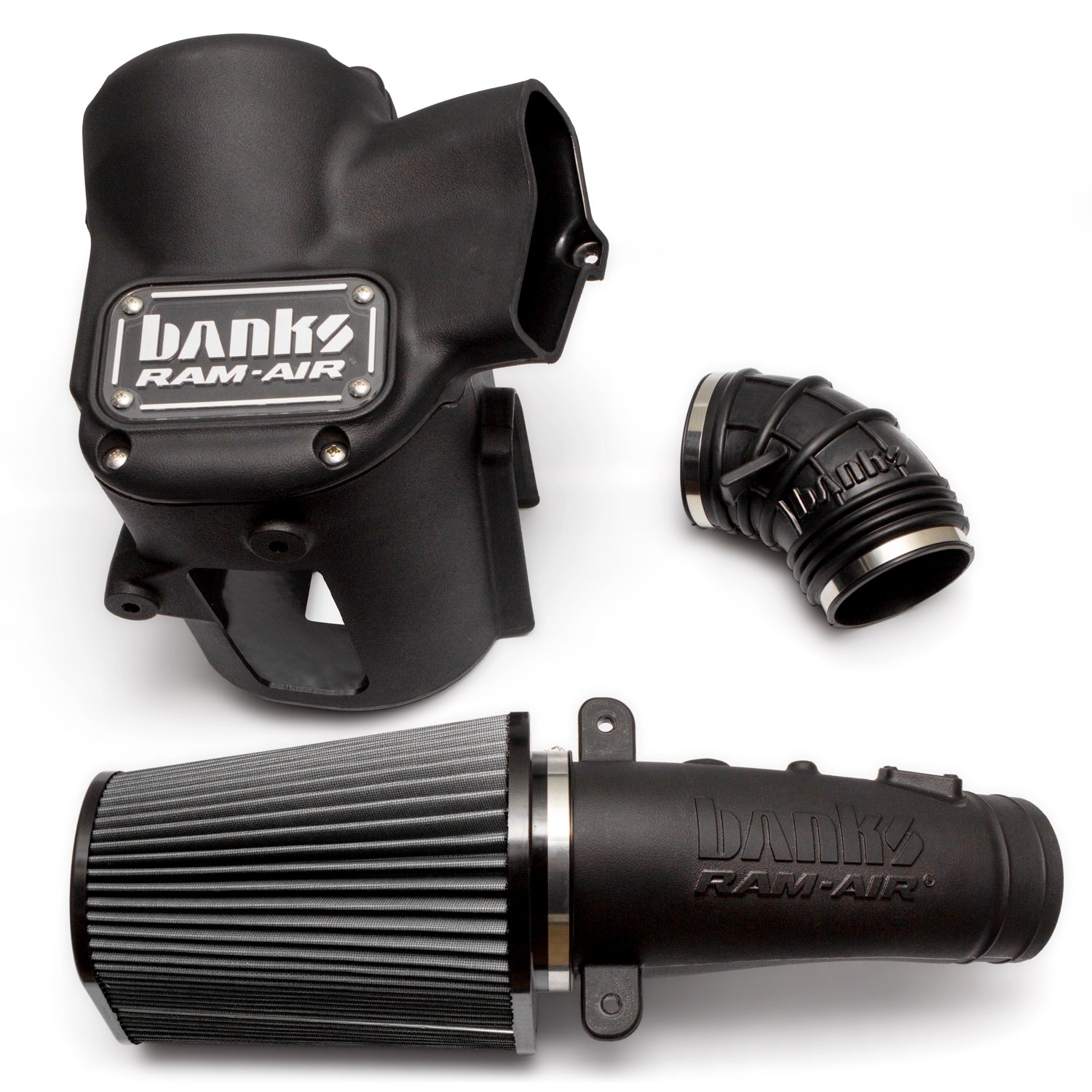 Main components of the Banks Dry Ram-Air Intake System for the 2023+ Ford Super Duty