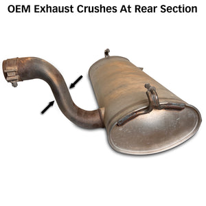 OEM Jeep Exhaust has a crush bend at the rear section