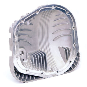 Rear 45 degree view of Ram-Air Differential Cover In Natural Aluminum for the 1985-2022 Sterling Axle 12-Bolt