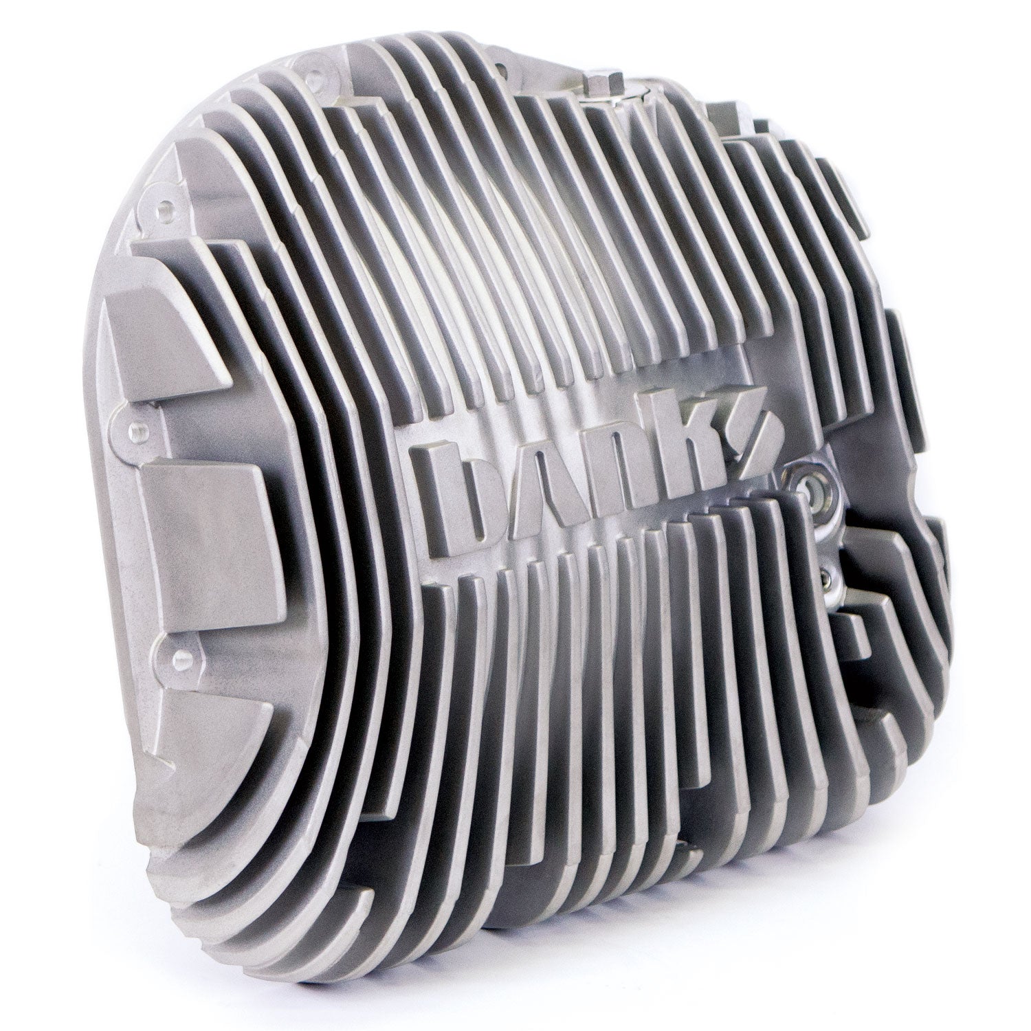 Front 45 degree view of Ram-Air Differential Cover In Natural Aluminum for the 1985-2022 Sterling Axle 12-Bolt