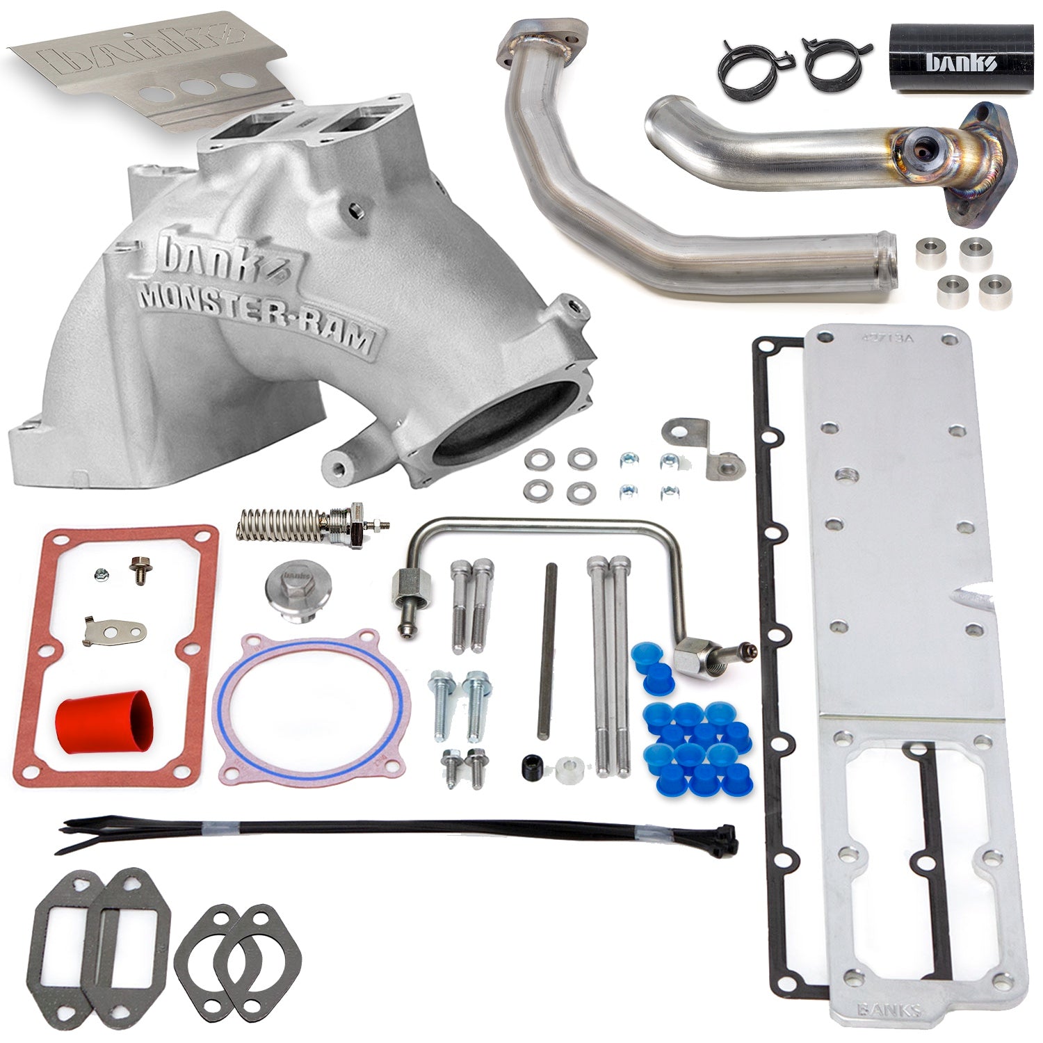 Components used in the Raw Monster-Ram Intake System for 2019-2023 RAM Chassis Cab 6.7L Cummins