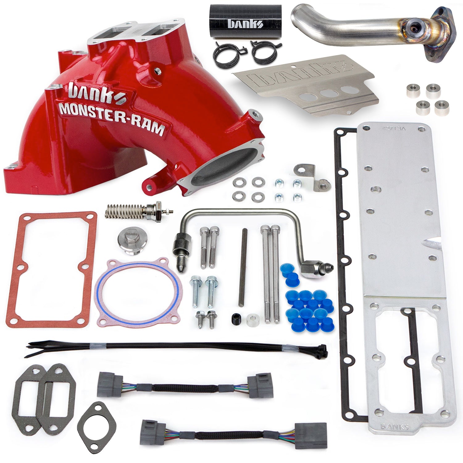 Components used in the Monster-Ram Intake System for 2013-2018 RAM Chassis Cab 6.7L Cummins
