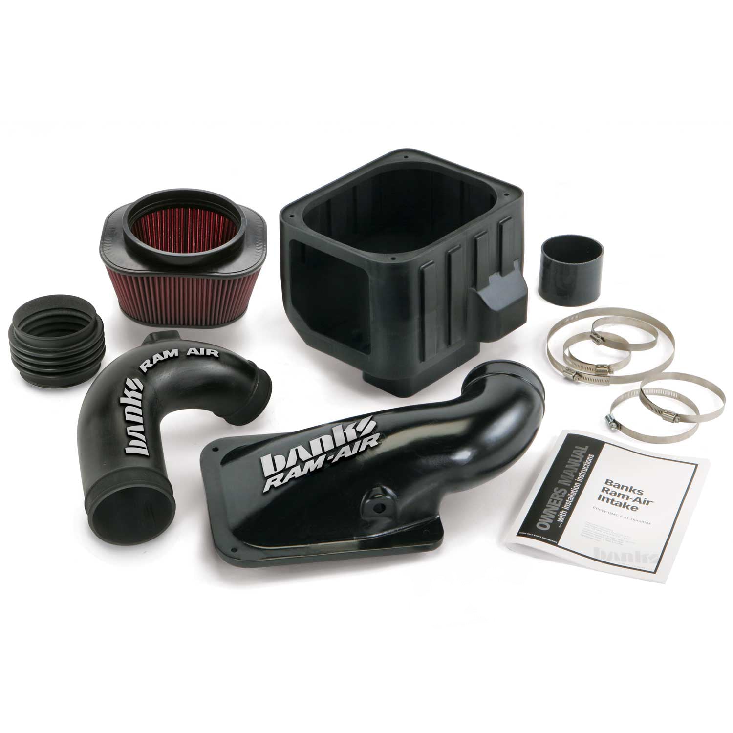 Components of the Banks Ram-Air intake for 2006-2007 Duramax LLY