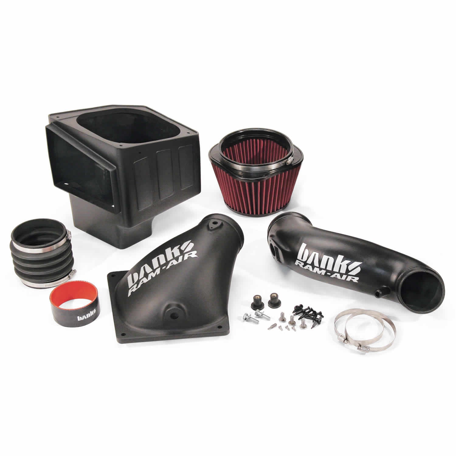 Components of the Banks Ram-Air intake for 6.7L Cummins