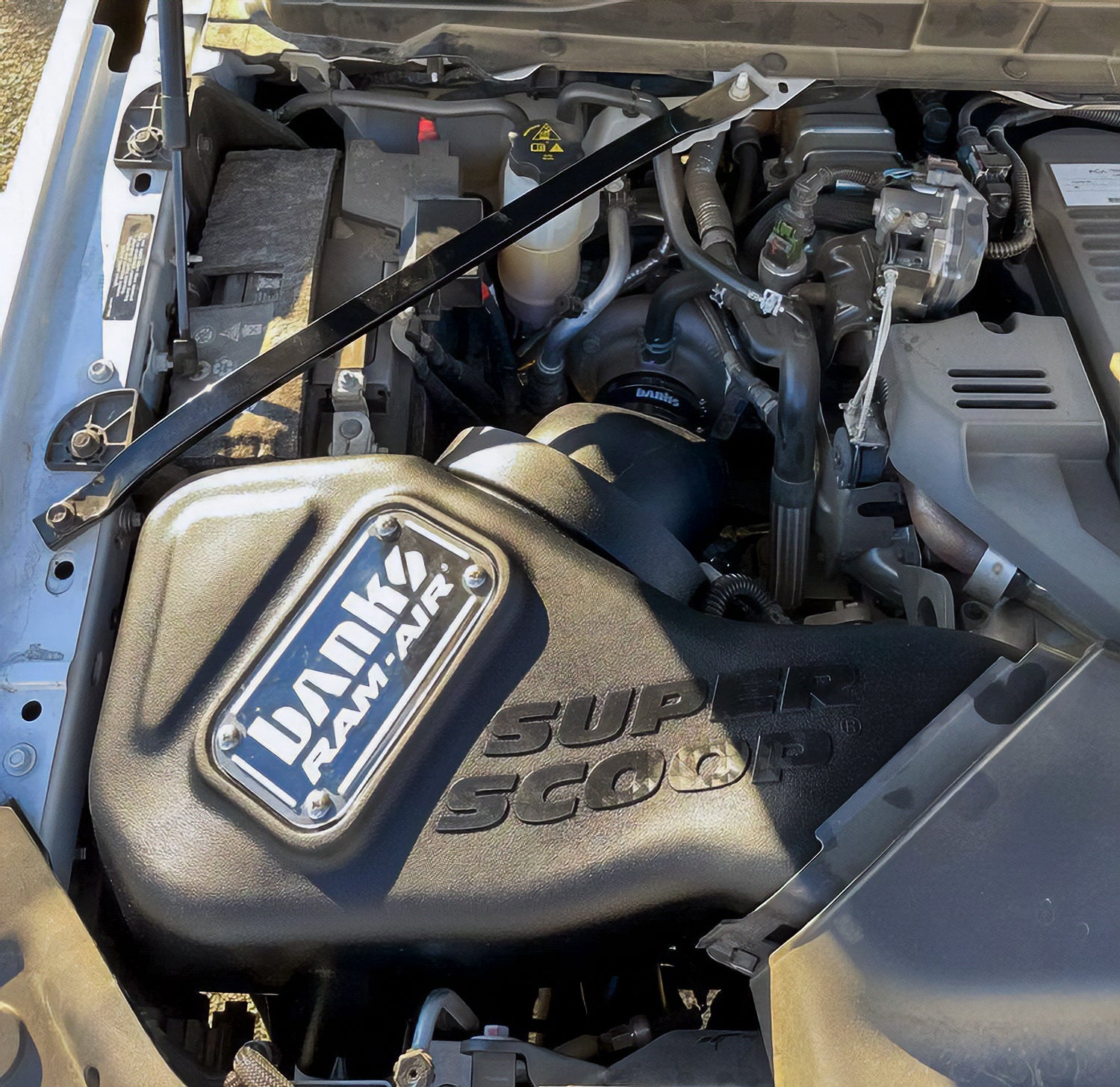 Installed photo of the Banks Ram-Air intake for 2019-2023 RAM 2500/3500 6.7L Cummins 42279