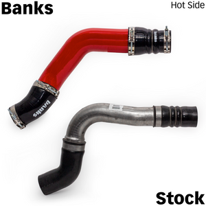 Side View of OEM vs Banks Hot Side Boost-Tubes