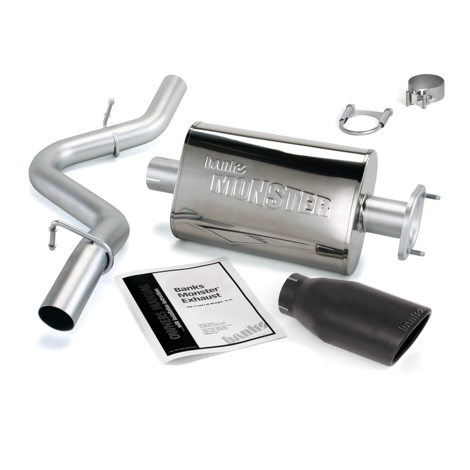 Banks Monster Exhaust with Black Tip for Jeep Wrangler TJ