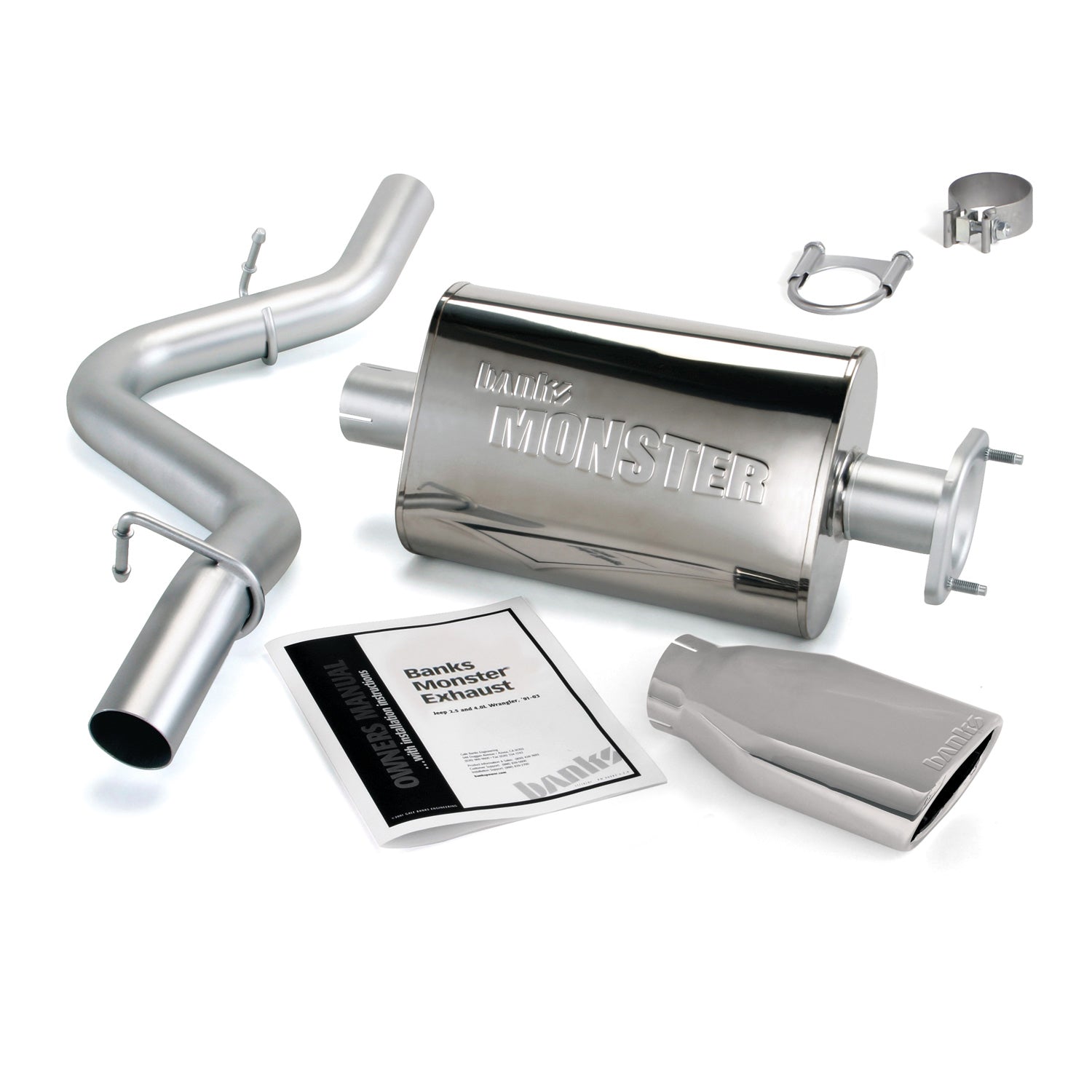 Banks Monster Exhaust with Chrome Tip for Jeep Wrangler TJ