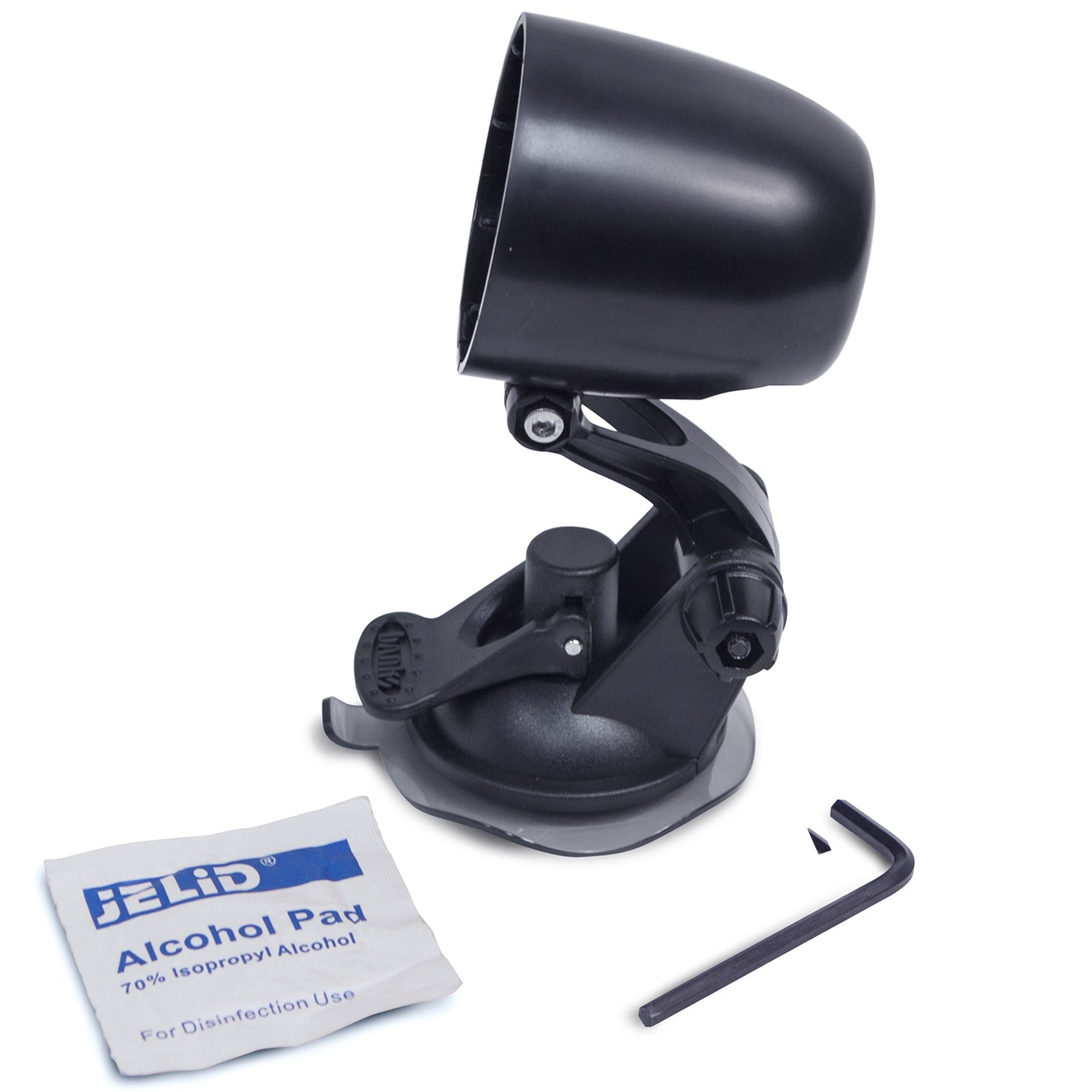 Side view of the Banks Single Gauge Pod Suction Mount Kit