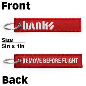 Front and Back with size information, Banks Key Flag, Banks Keychain, Banks Key Ring, Banks Key Tag